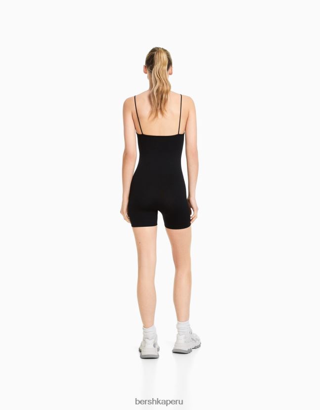 exclusivo Bershka mujer mono ciclista sin costuras con escote cuadrado 806J6B57