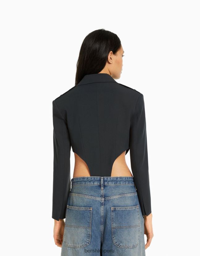 gris oscuro Bershka mujer body de sastre con americana 806J6B1181