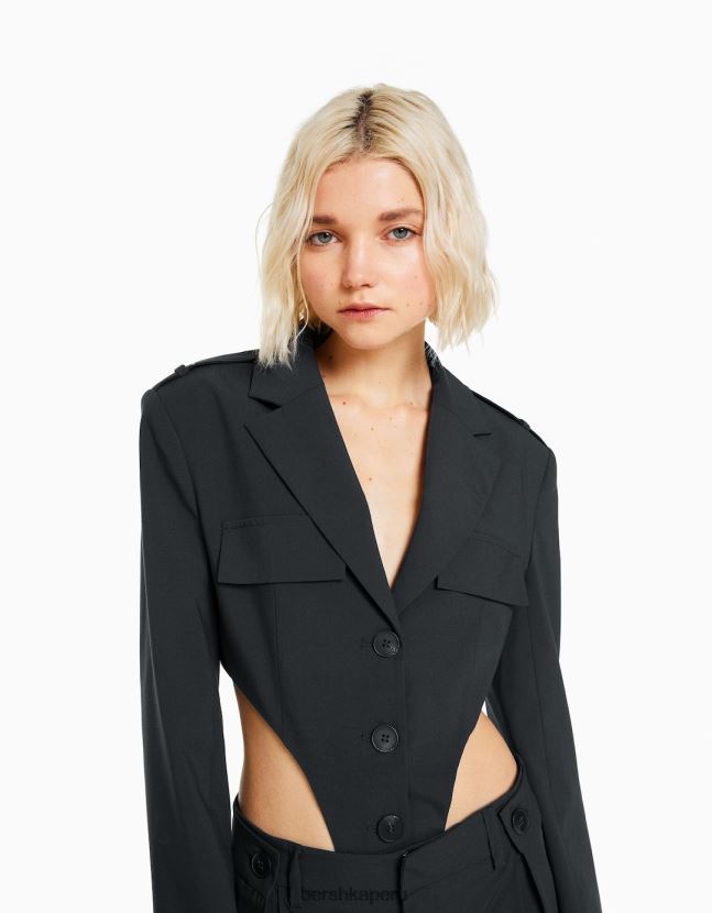 gris oscuro Bershka mujer body de sastre con americana 806J6B2003