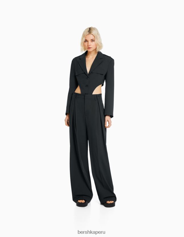 gris oscuro Bershka mujer body de sastre con americana 806J6B2003
