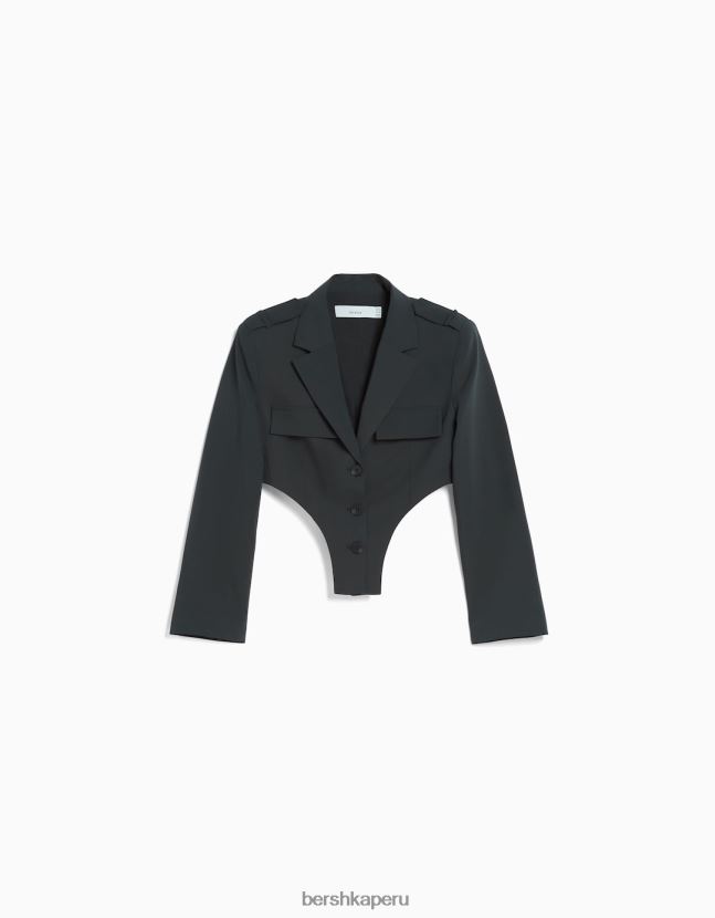 gris oscuro Bershka mujer body de sastre con americana 806J6B2003
