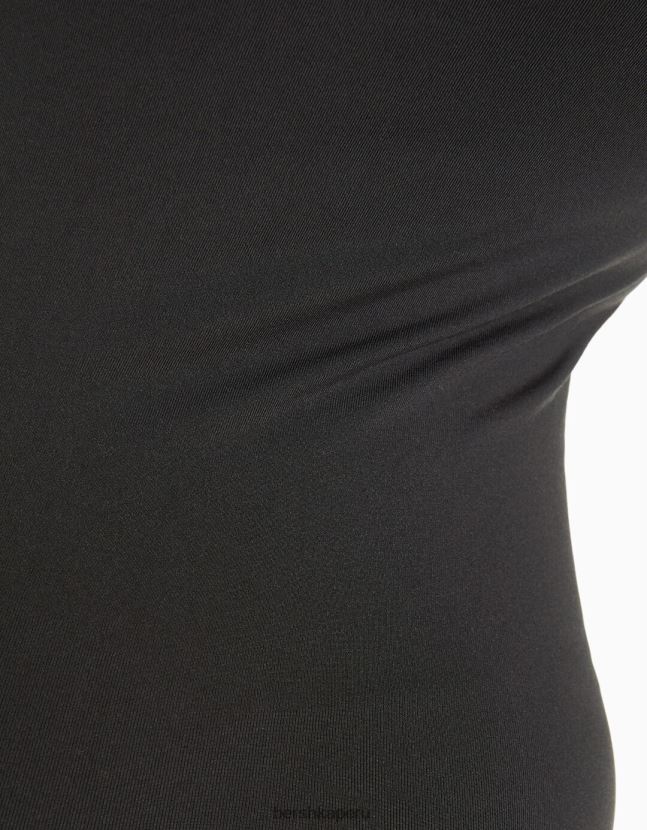 gris oscuro Bershka mujer mono de ciclismo sin costuras con tiras y escote cuadrado 806J6B59