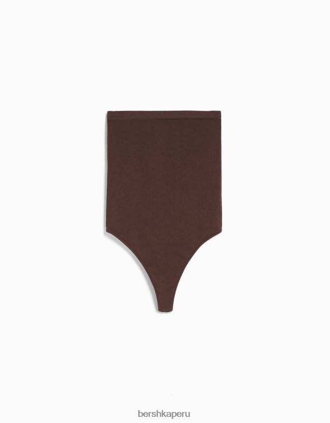 marrón Bershka mujer body sin costuras con hombros descubiertos 806J6B868