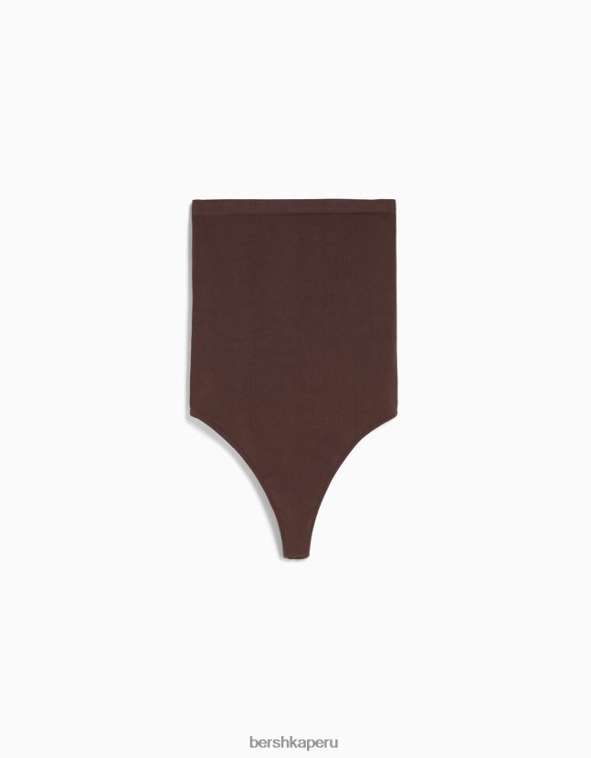 marrón Bershka mujer body sin costuras con hombros descubiertos 806J6B870