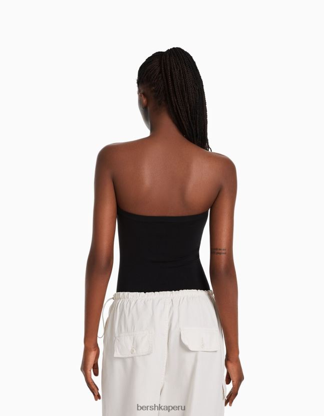 negro Bershka mujer body sin costuras con hombros descubiertos 806J6B869