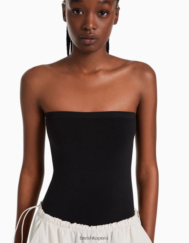 negro Bershka mujer body sin costuras con hombros descubiertos 806J6B869