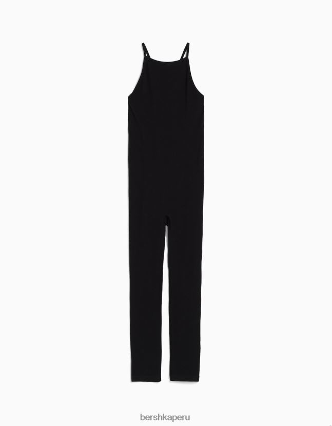 negro Bershka mujer mono de tiras sin costuras con espalda cruzada 806J6B4088