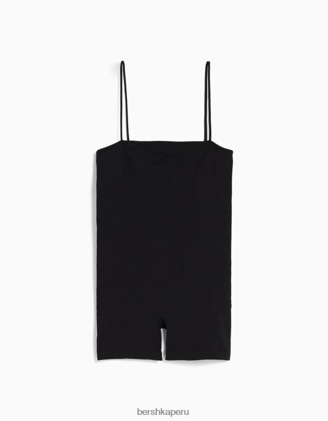 negro Bershka mujer traje de ciclismo sin costuras con escote cuadrado 806J6B56