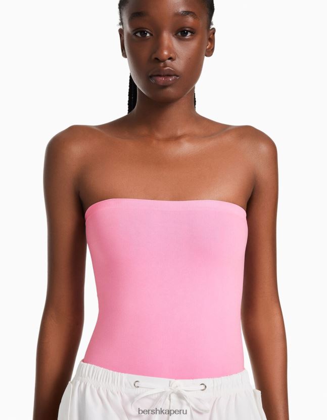 rosa Bershka mujer body sin costuras con hombros descubiertos 806J6B871