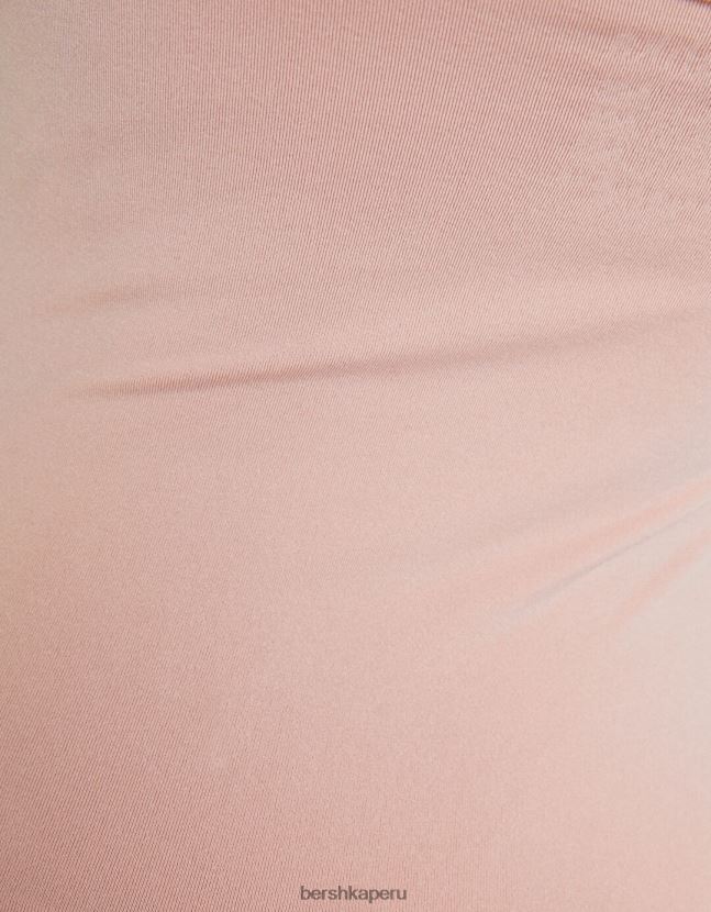 rosa Bershka mujer mono de ciclismo sin costuras con tiras y escote cuadrado 806J6B58