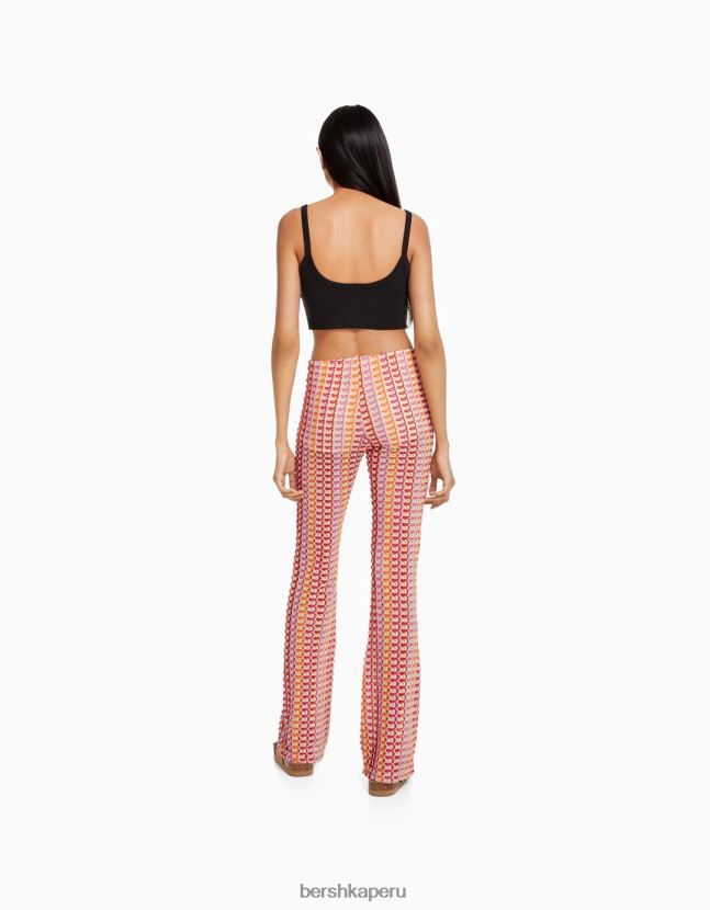 coral Bershka mujer pantalones de punto acampanados 806J6B957