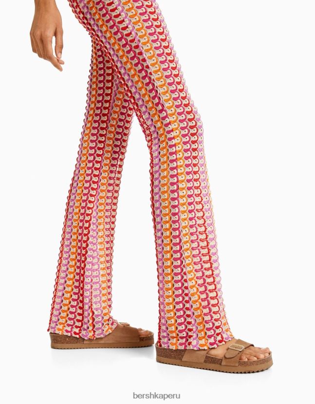 coral Bershka mujer pantalones de punto acampanados 806J6B957
