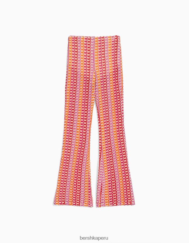 coral Bershka mujer pantalones de punto acampanados 806J6B957