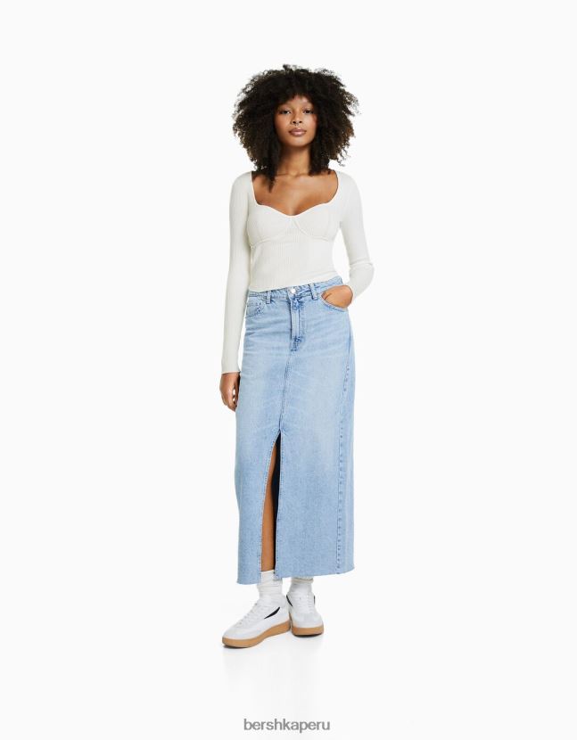 crema Bershka mujer top tejido de canalé estilo corsé 806J6B1020