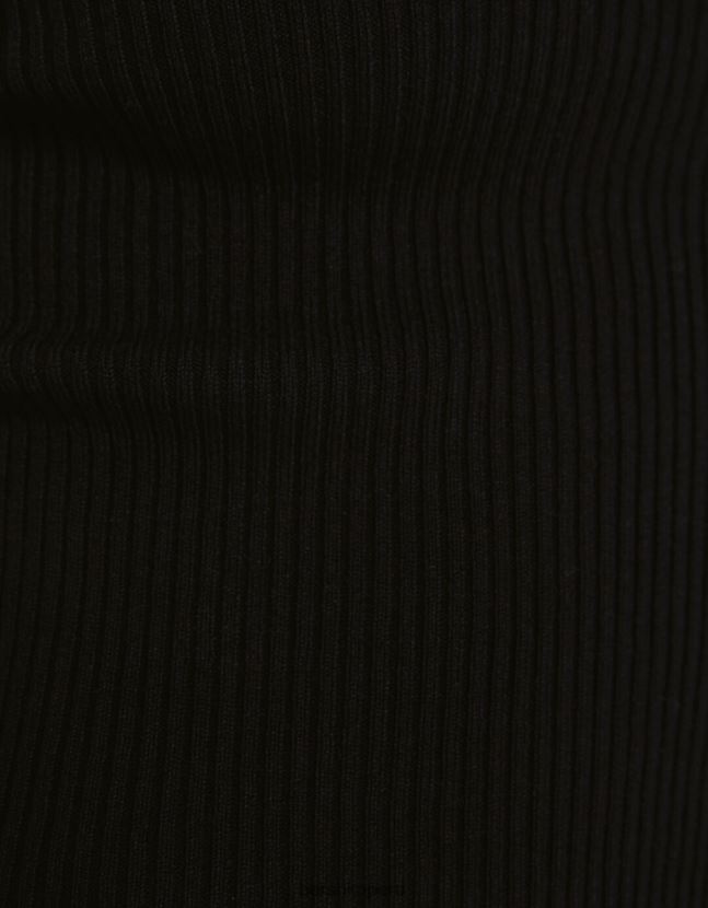 negro Bershka mujer top de canalé con cuello de polo 806J6B1037