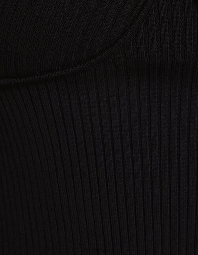 negro Bershka mujer top tejido de canalé estilo corsé 806J6B1017