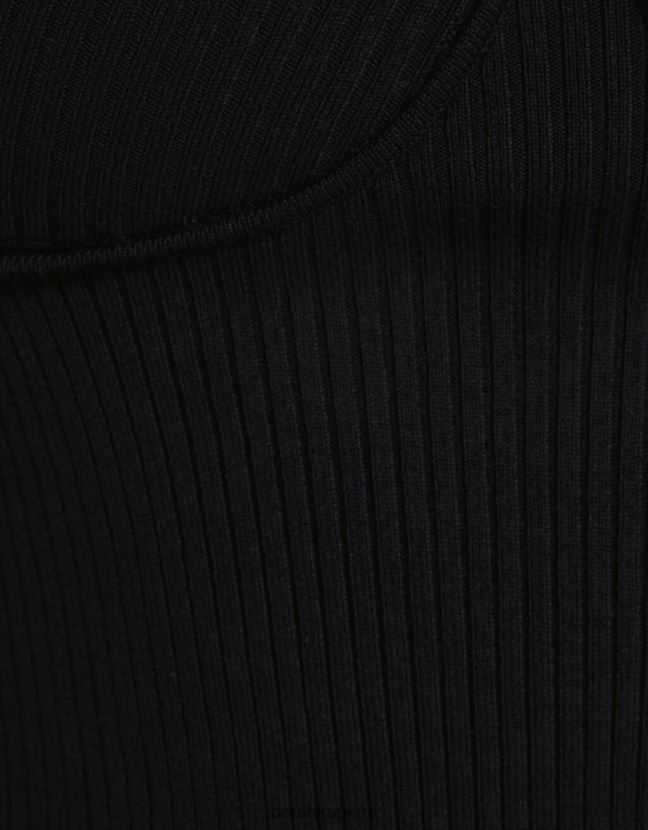 negro Bershka mujer top tejido de canalé estilo corsé 806J6B1018