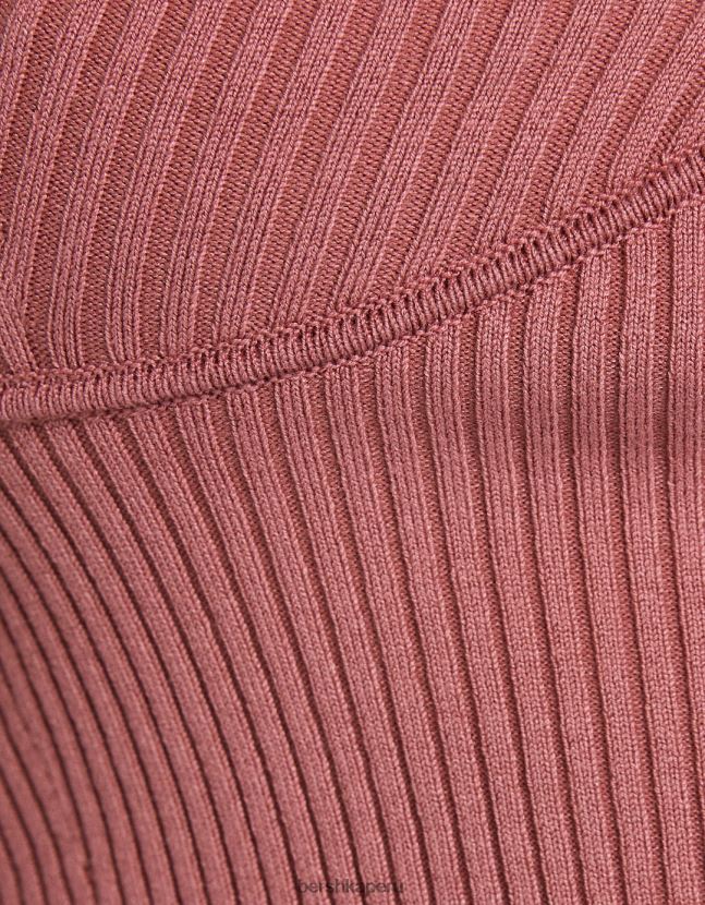 rosa Bershka mujer top tejido de canalé estilo corsé 806J6B1019