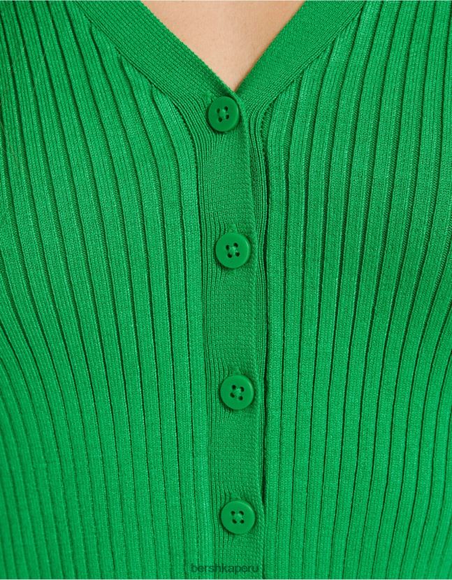 verde Bershka mujer top de manga corta con cuello de polo 806J6B1062