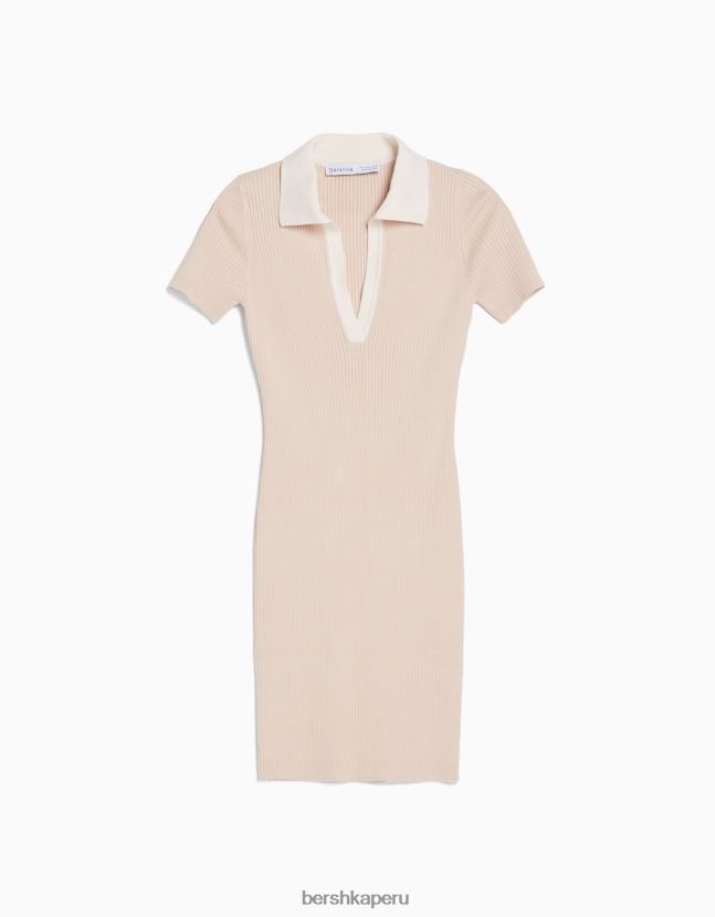 arena Bershka mujer mini vestido de manga corta con cuello de polo 806J6B267