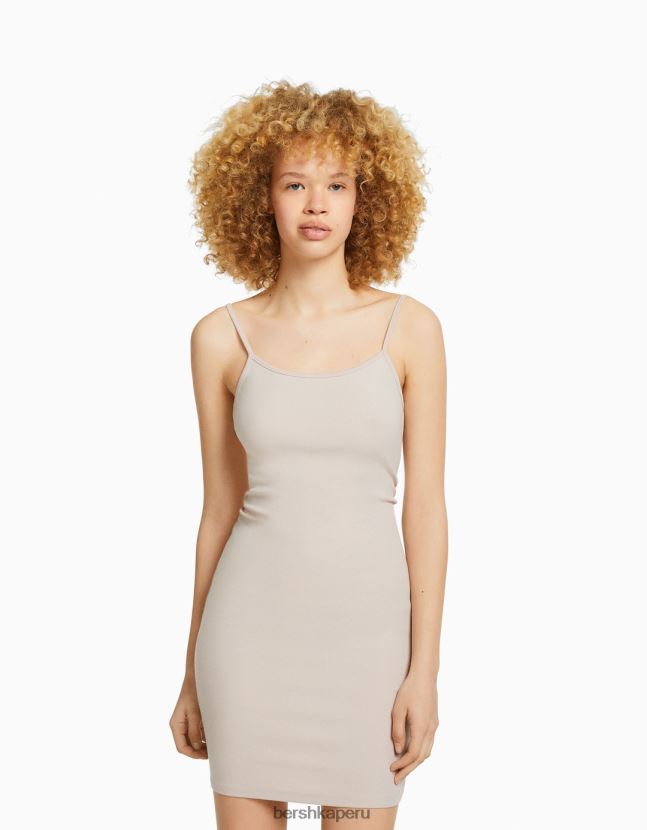 arena Bershka mujer mini vestido de tiras con lado fruncido 806J6B4073