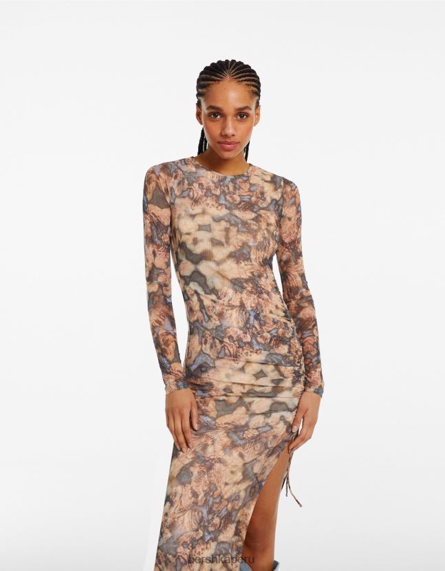 arena Bershka mujer vestido de tul de manga larga 806J6B248