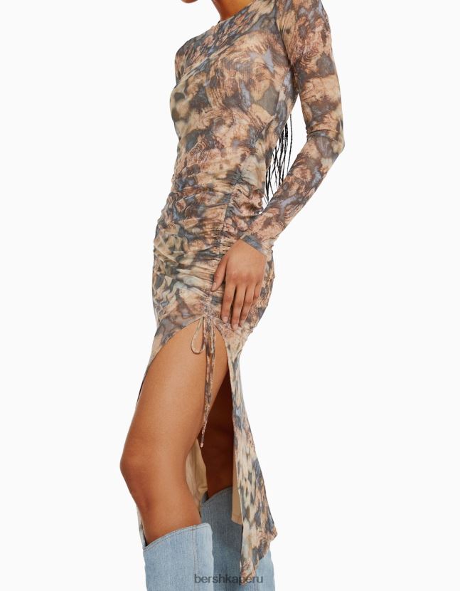 arena Bershka mujer vestido de tul de manga larga 806J6B248