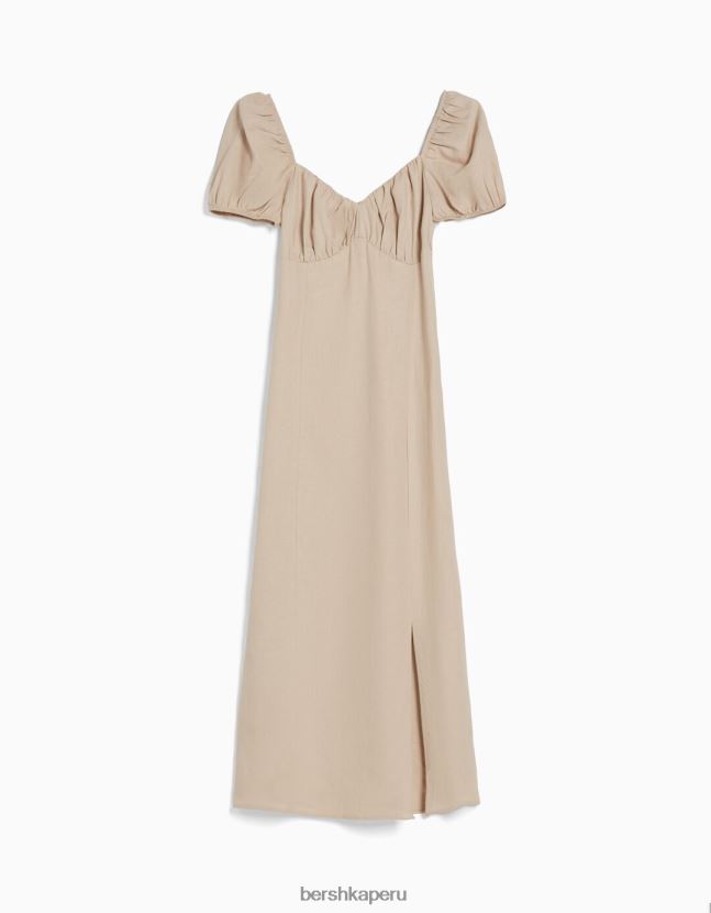 arena Bershka mujer vestido midi de manga corta 806J6B219
