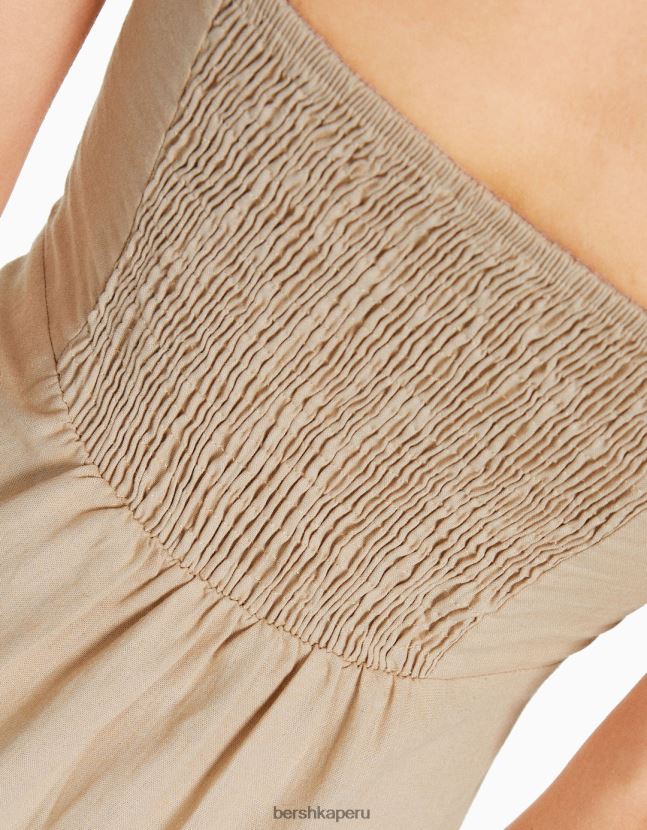 arena Bershka mujer vestido midi de manga corta 806J6B219
