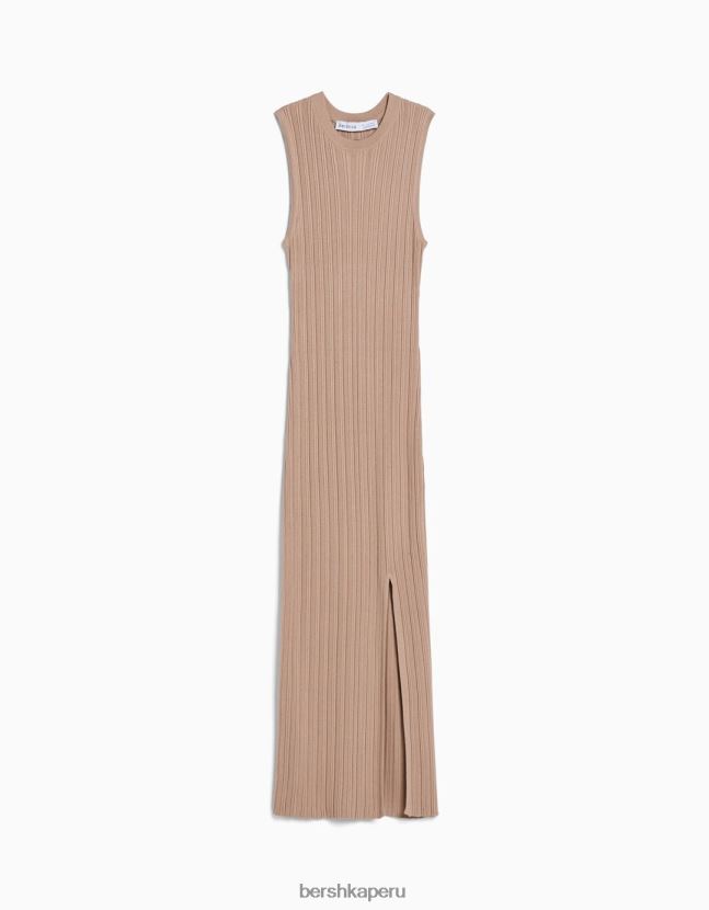 arena Bershka mujer vestido midi de punto sin mangas 806J6B220
