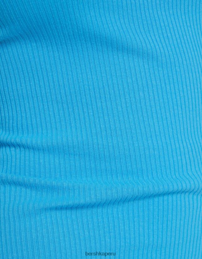 azul Bershka mujer vestido midi de canalé sin mangas 806J6B2