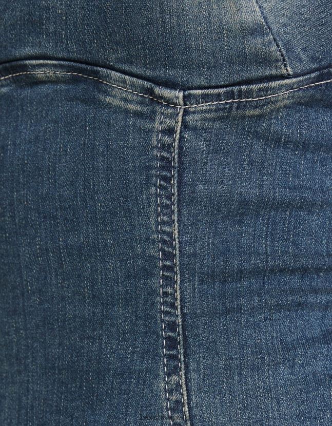 azul claro Bershka mujer vestido largo de mezclilla con tiras y efecto desteñido 806J6B27