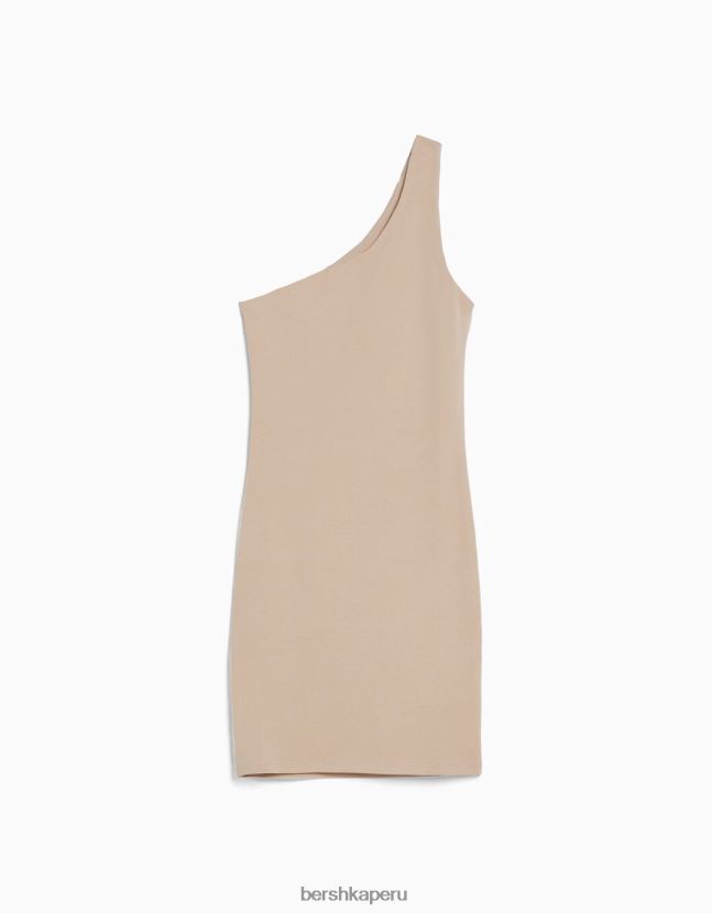 beige Bershka mujer mini vestido con tirantes asimétricos 806J6B167