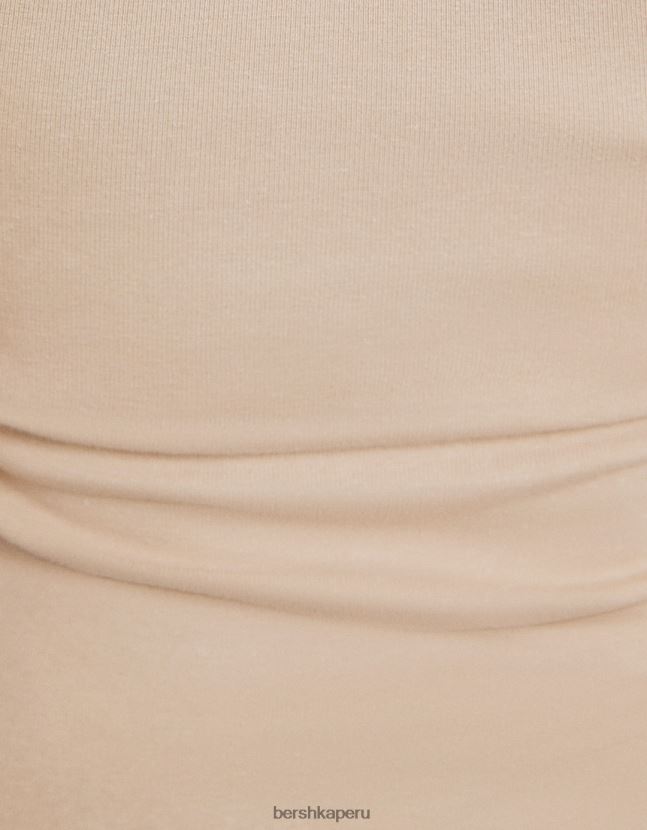 beige Bershka mujer mini vestido con tirantes asimétricos 806J6B167
