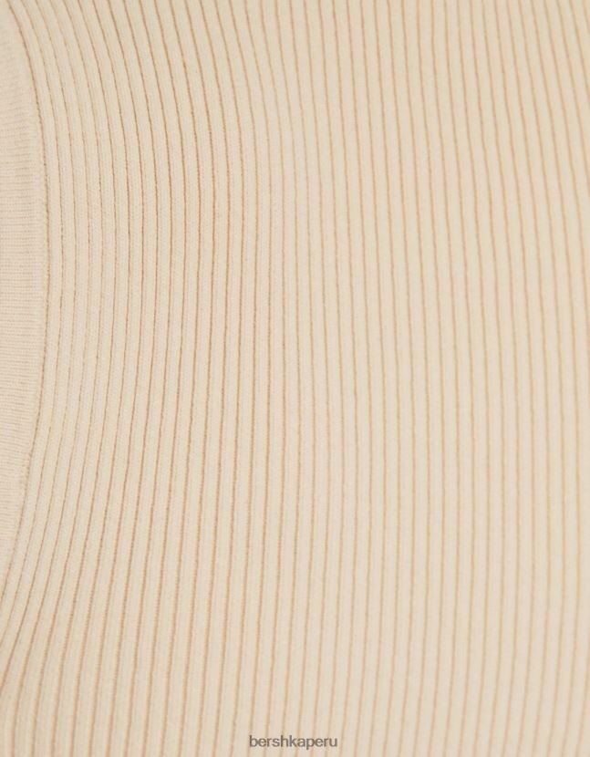 beige Bershka mujer minivestido de nailon sin mangas con detalle de aberturas 806J6B163