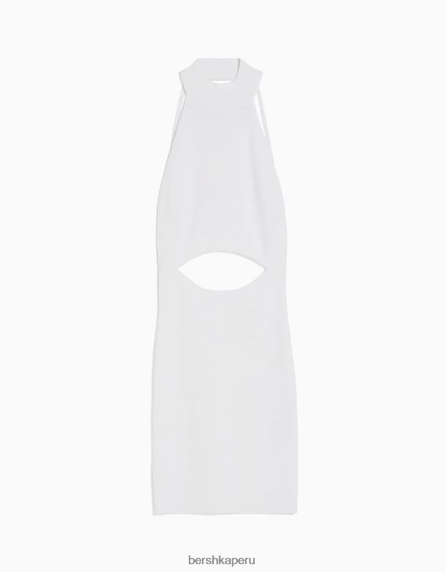 blanco Bershka mujer mini vestido de punto halter con detalle en la espalda 806J6B181