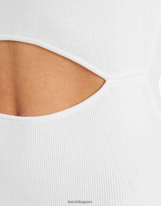 blanco Bershka mujer mini vestido de punto halter con detalle en la espalda 806J6B181