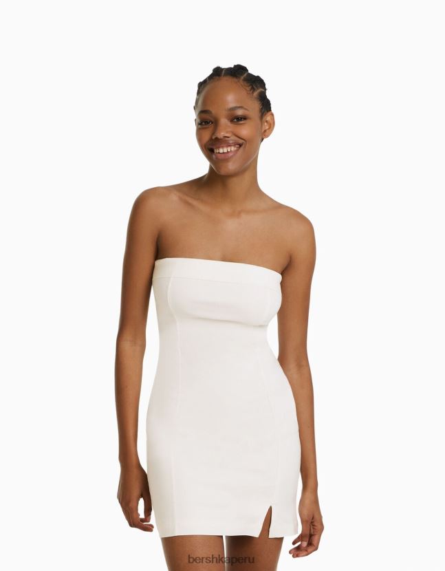 blanco Bershka mujer mini vestido estilo corsé con escote palabra de honor relax fit 806J6B185