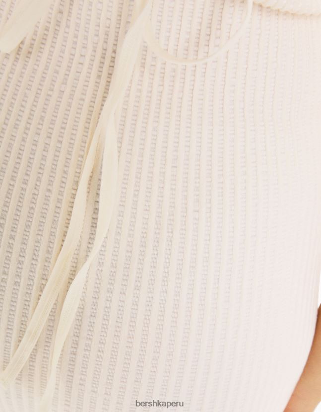 blanco Bershka mujer minivestido de tiras sin costuras con detalle 806J6B17