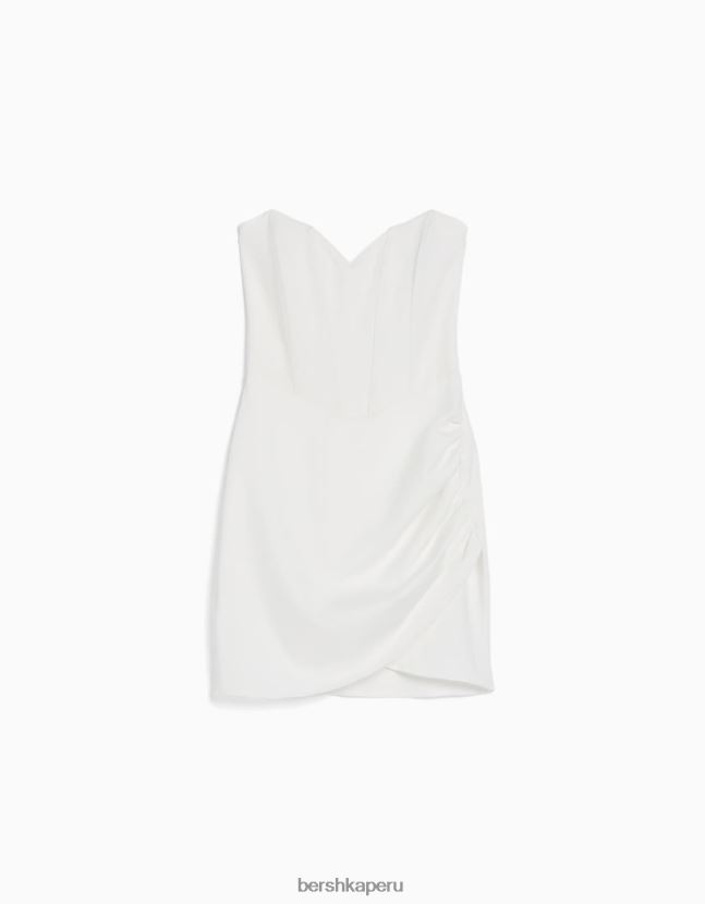 blanco Bershka mujer vestido corto tipo corsé con bajo cruzado 806J6B126