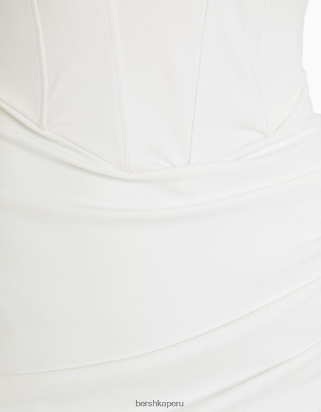 blanco Bershka mujer vestido corto tipo corsé con bajo cruzado 806J6B126
