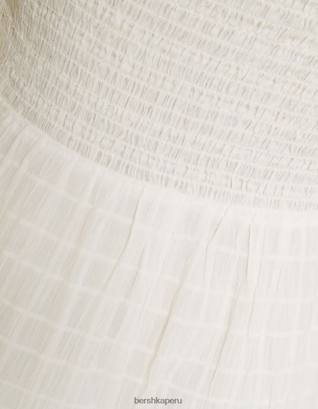 blanco Bershka mujer vestido midi de tiras con abertura y volantes 806J6B138