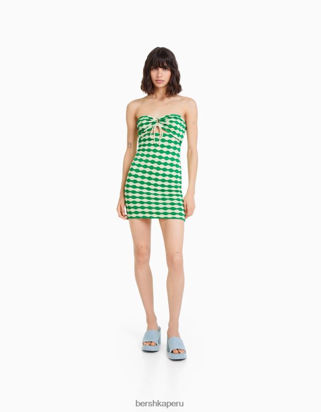 blanquecino Bershka mujer vestido corto con estampado bandeau 806J6B52