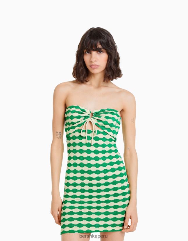 blanquecino Bershka mujer vestido corto con estampado bandeau 806J6B52