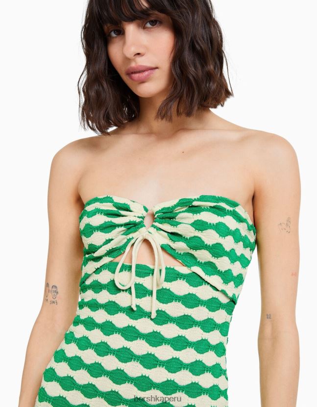 blanquecino Bershka mujer vestido corto con estampado bandeau 806J6B52