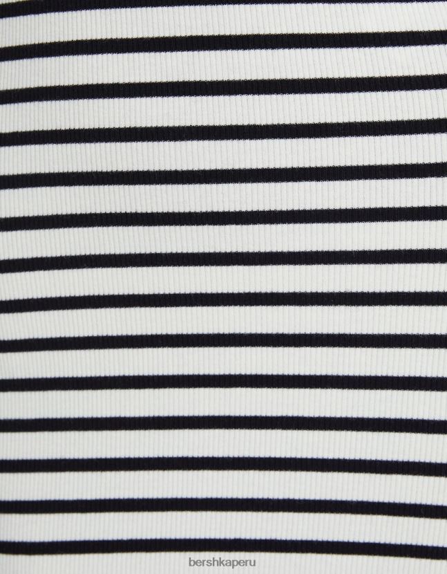 blanquecino Bershka mujer vestido corto de canalé con manga larga 806J6B235