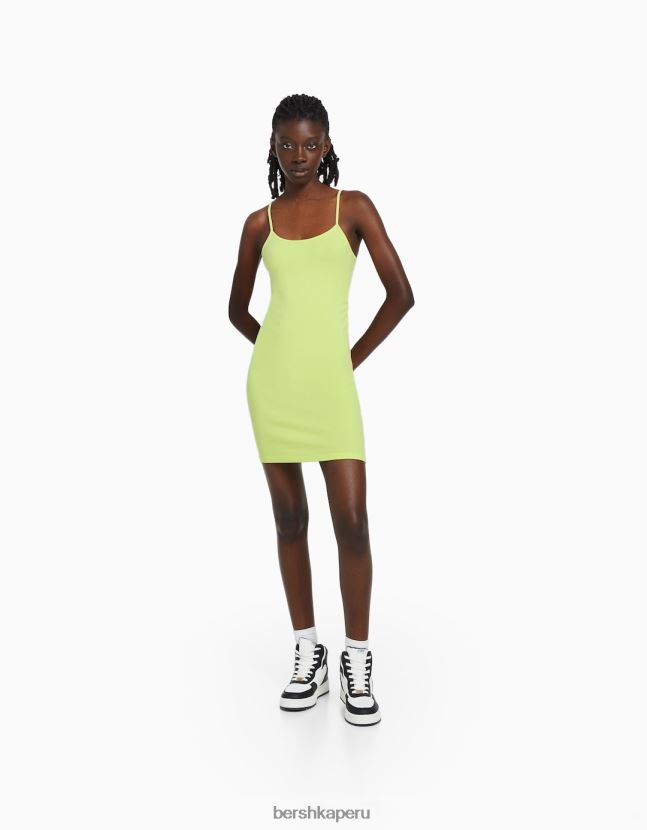 cal Bershka mujer mini vestido de tiras con lado fruncido 806J6B4075