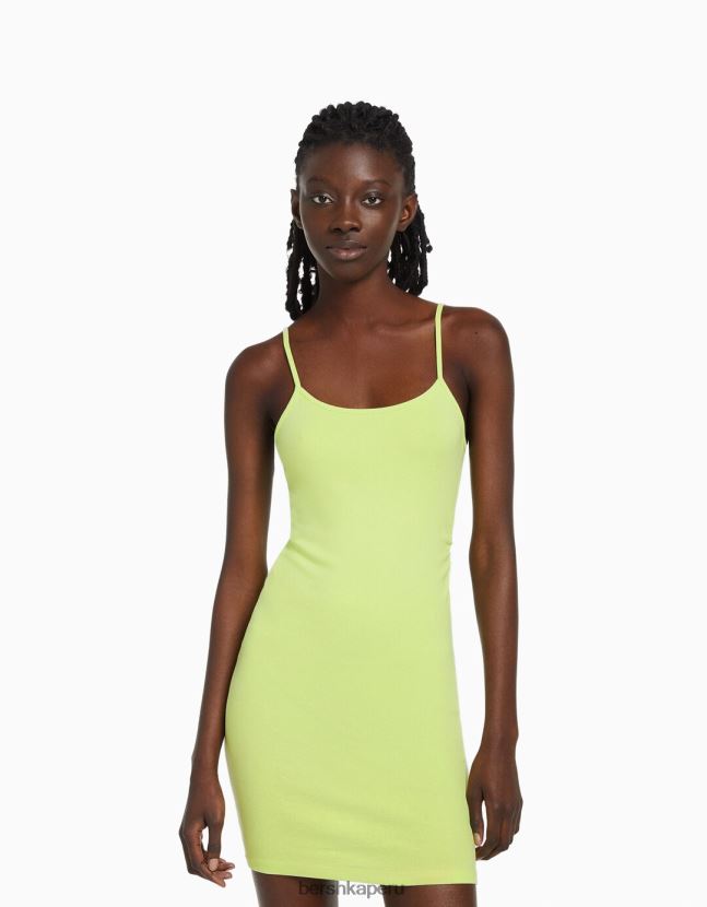 cal Bershka mujer mini vestido de tiras con lado fruncido 806J6B4075