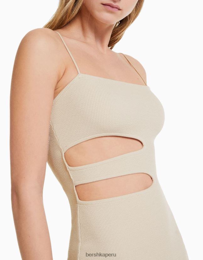 camello Bershka mujer minivestido de tiras con detalle de aberturas 806J6B229