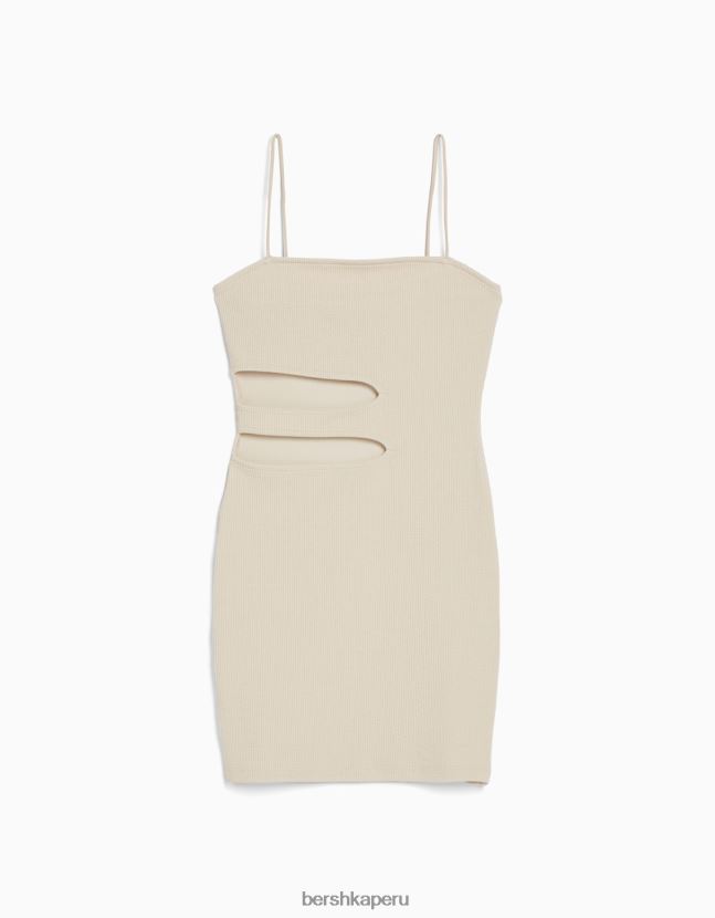 camello Bershka mujer minivestido de tiras con detalle de aberturas 806J6B229